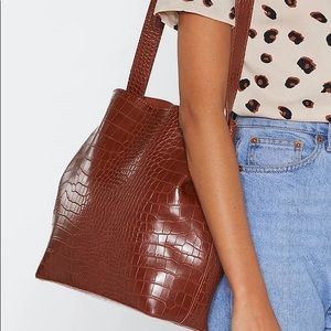 Faux Leather Croc Tote